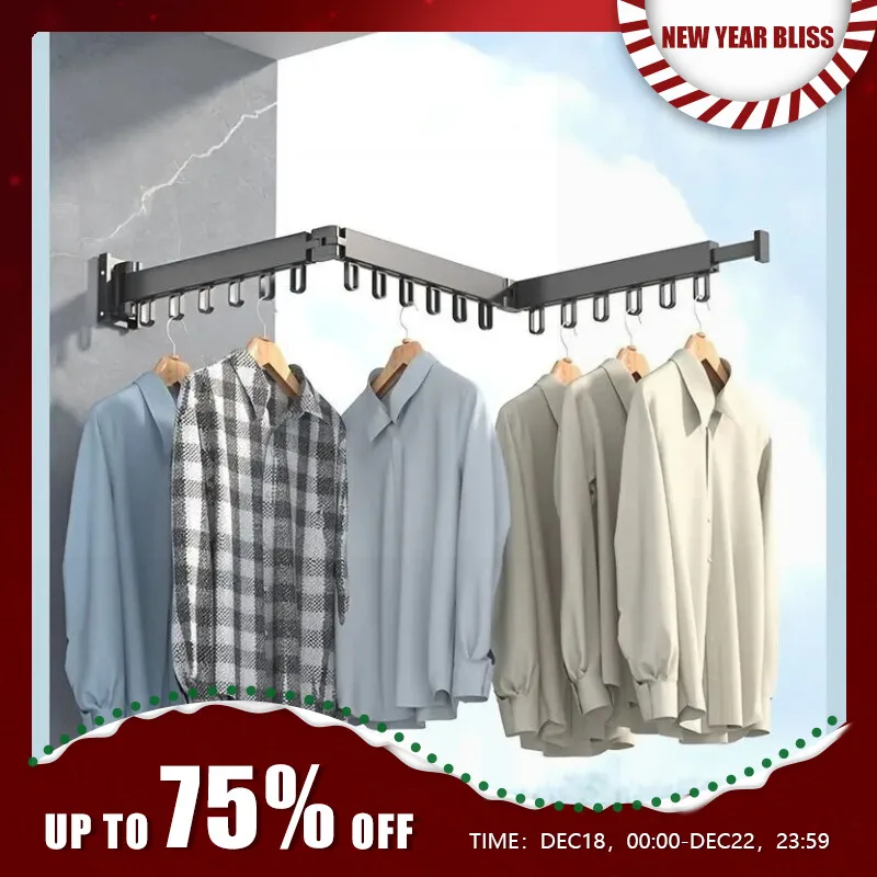 Wall-Mounted Foldable Aluminum Alloy Clothes Drying Rack Perfect for Balcony Bedroom Kitchen Living Room